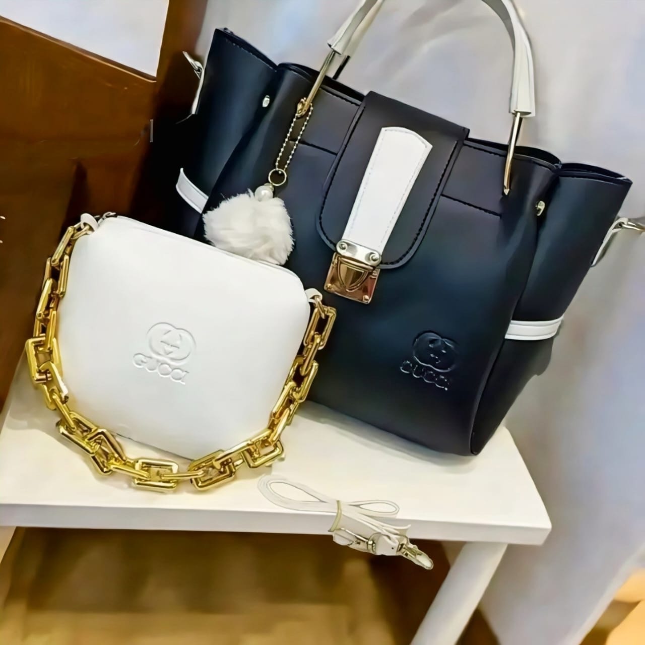 2-Piece Premium Synthetic Leather Bag Set
