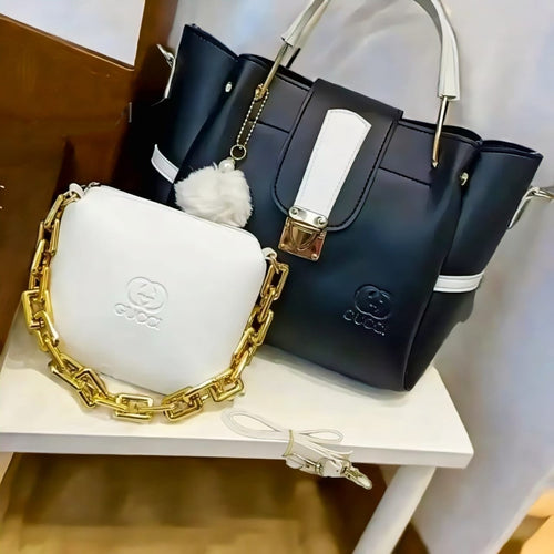 2-Piece Premium Synthetic Leather Bag Set