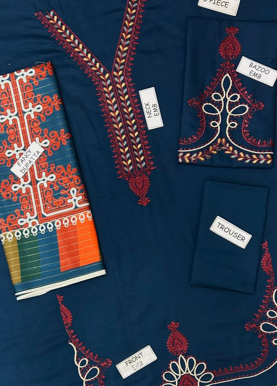 Maria B Dhank 3 Piece Embroidered Suit