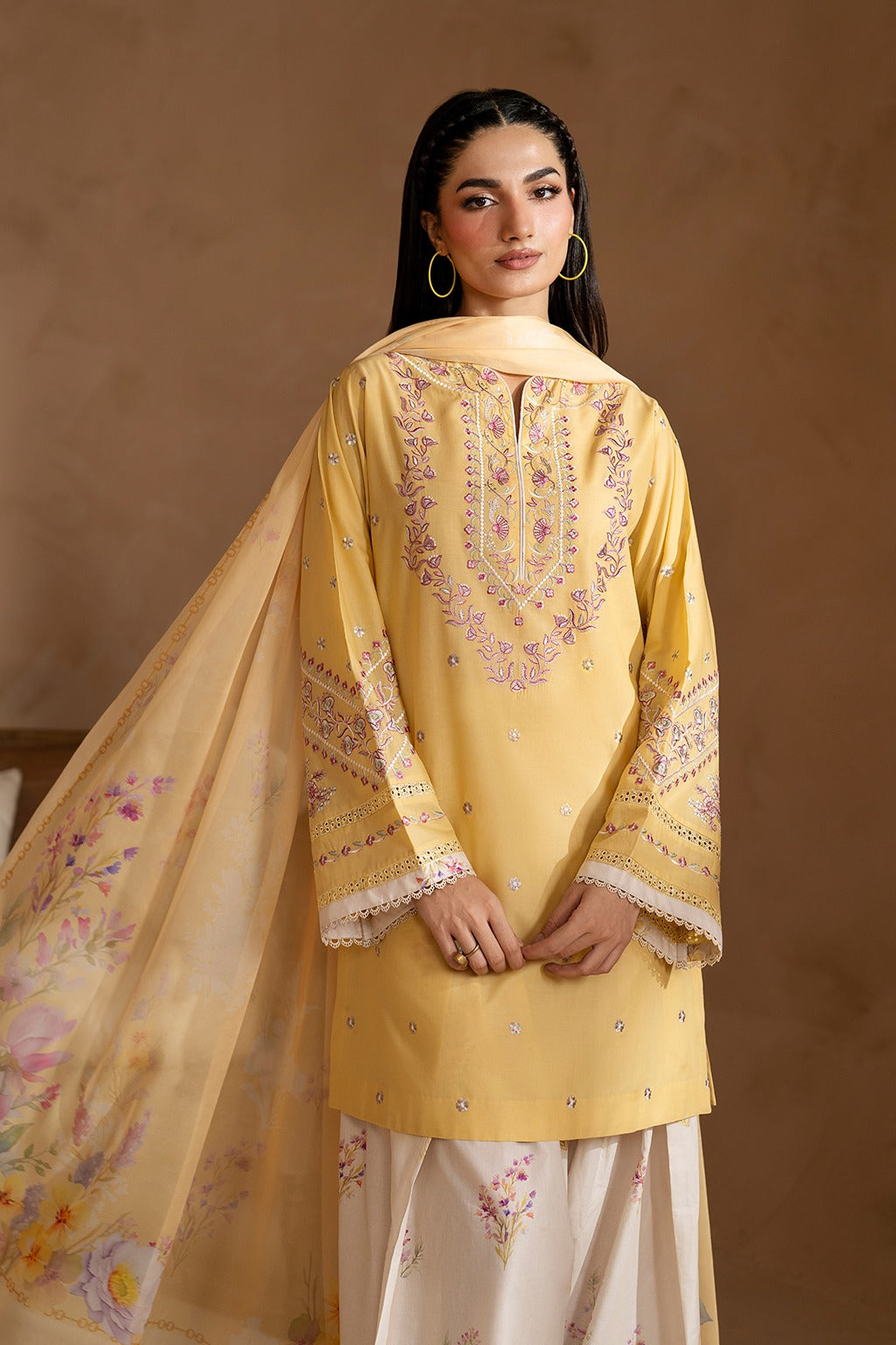 Lemon Blossom Embroidered Kurta Set